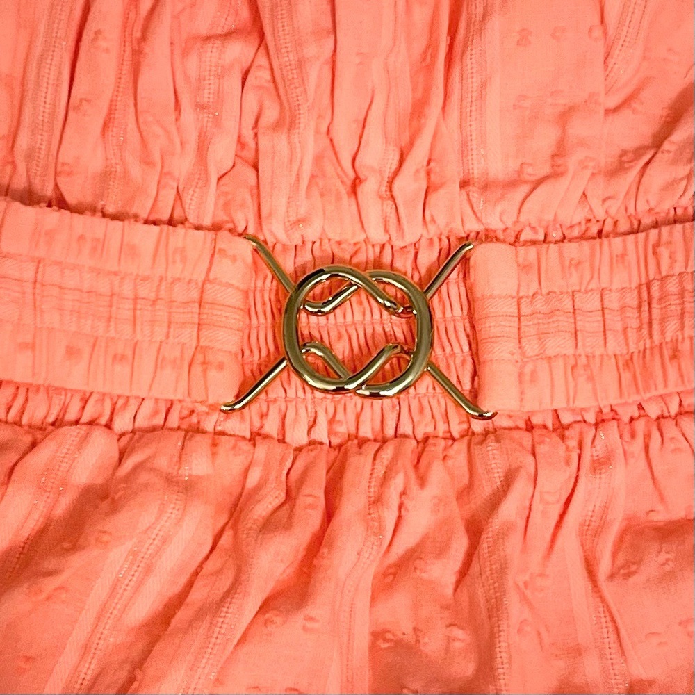 LILLY PULITZER Louisa Dress Papaya Punch Off The Shoulder Belted Tiered Mini NWT - Picture 11 of 13